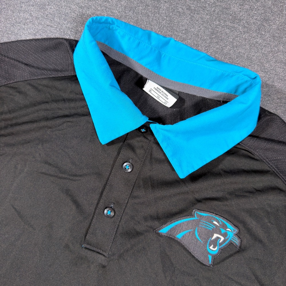 Nike Polo Shirt Mens XL Black Carolina Panthers NFL Onfield Dri-Fit Sideline